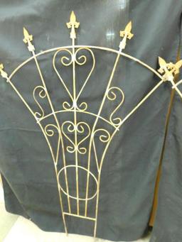 Wrought Iron White Shabby Painted Fan Trellis