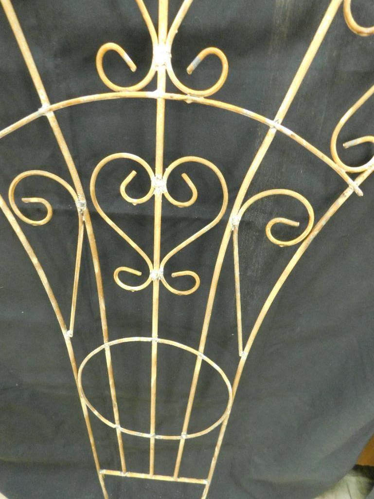 Wrought Iron White Shabby Painted Fan Trellis