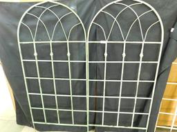 Wrought Iron Green Shabby Painted Cathedral Trellis