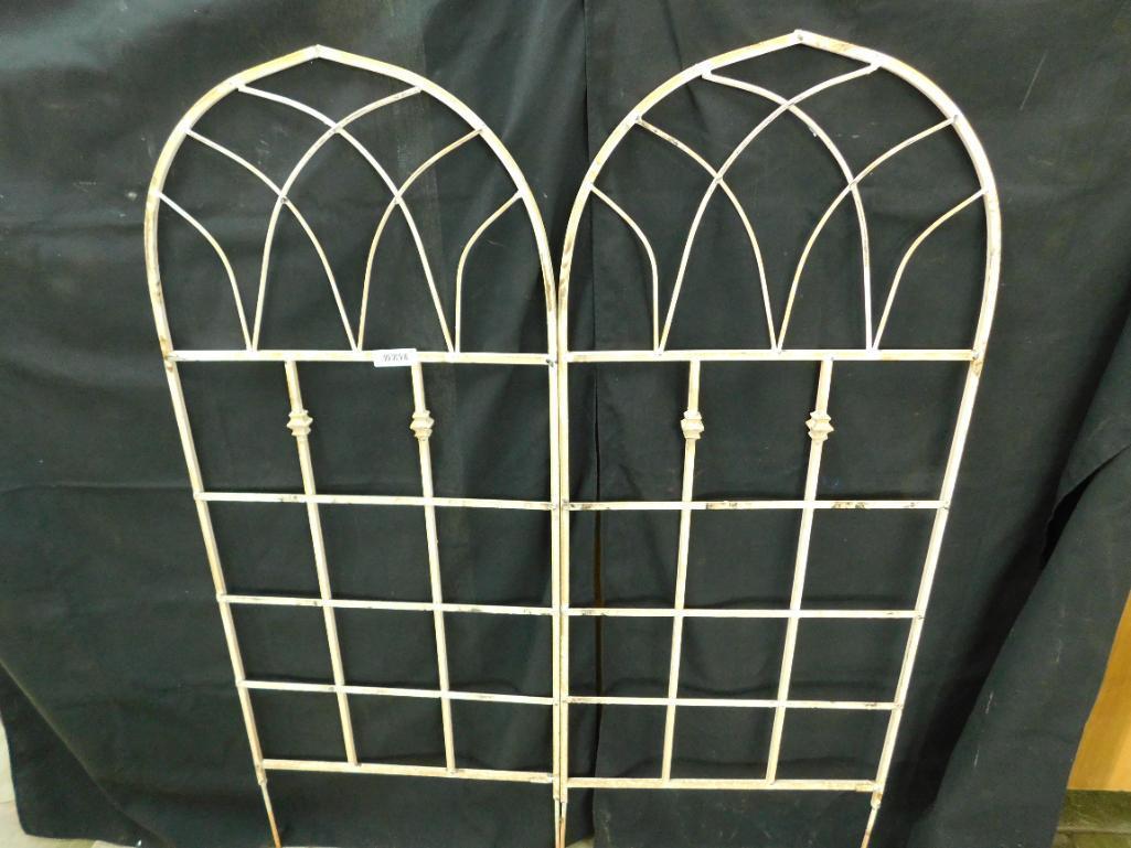 Wrought Iron White Shabby Painted Cathedral Trellis