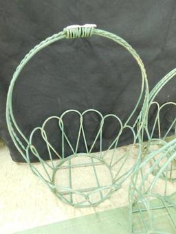 Wrought Iron Green Shabby Painted Graduated Baskets - 3 For 1 Money