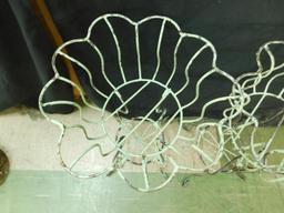 Wrought Iron Green Shabby Painted Scalloped Plant Holders