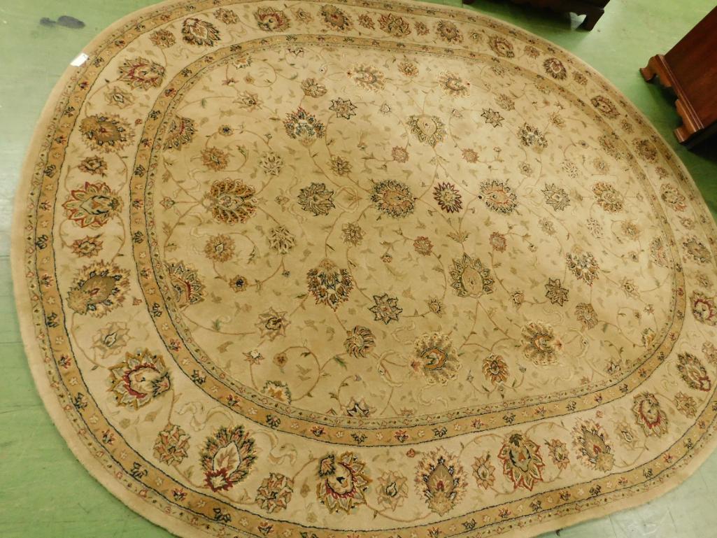 Oval Beige Maroon Rug