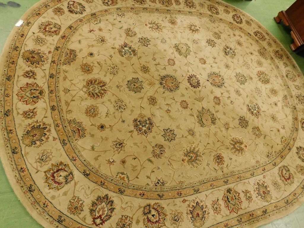 Oval Beige Maroon Rug