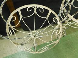 Wrought Iron White Shabby Painted Hanging Baskets on Stands