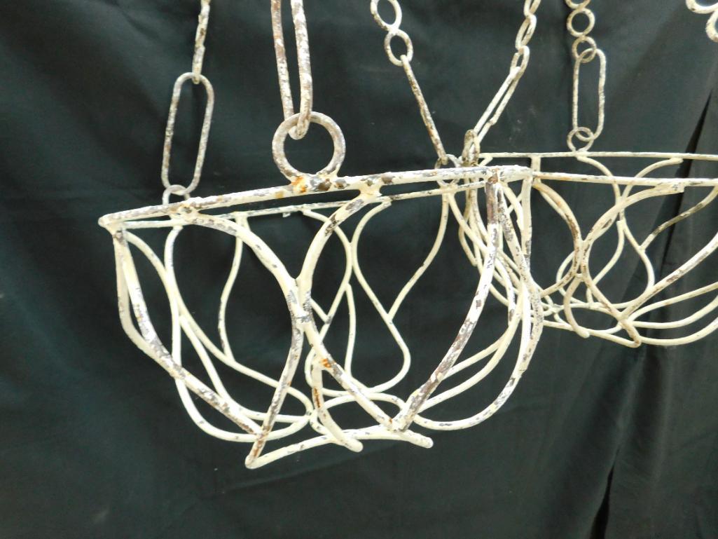 Wrought Iron White Shabby Painted Hanging Baskets