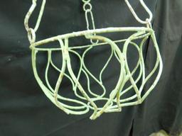 Wrought Iron Green Shabby Painted Hanging Basket