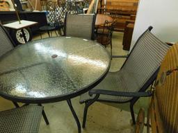 Glass Top Patio Table with 4 Chairs