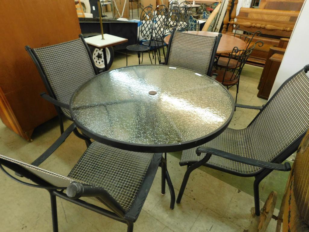 Glass Top Patio Table with 4 Chairs