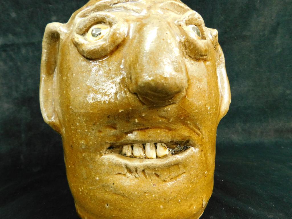 Reggie Meaders - Southern Pottery - Georgia - Face Jug - 7.5" x 6"