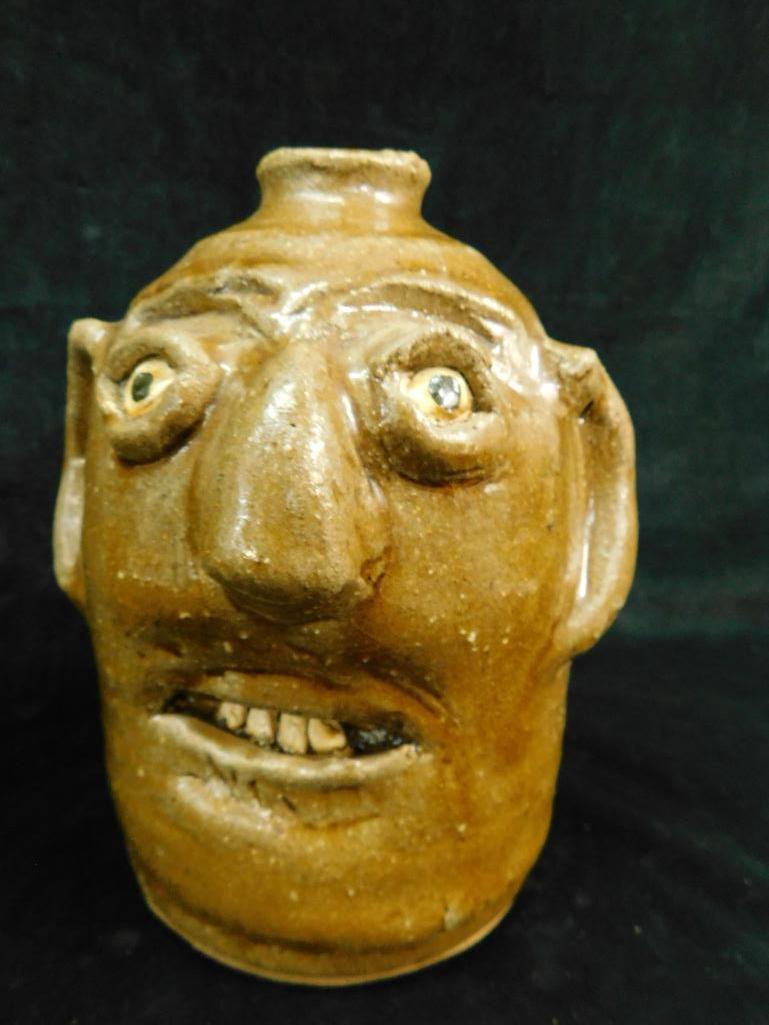 Reggie Meaders - Southern Pottery - Georgia - Face Jug - 7.5" x 6"