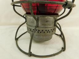 Vintage Adlake Kero - Kerosene Railroad Lantern with Red Globe - WT Company