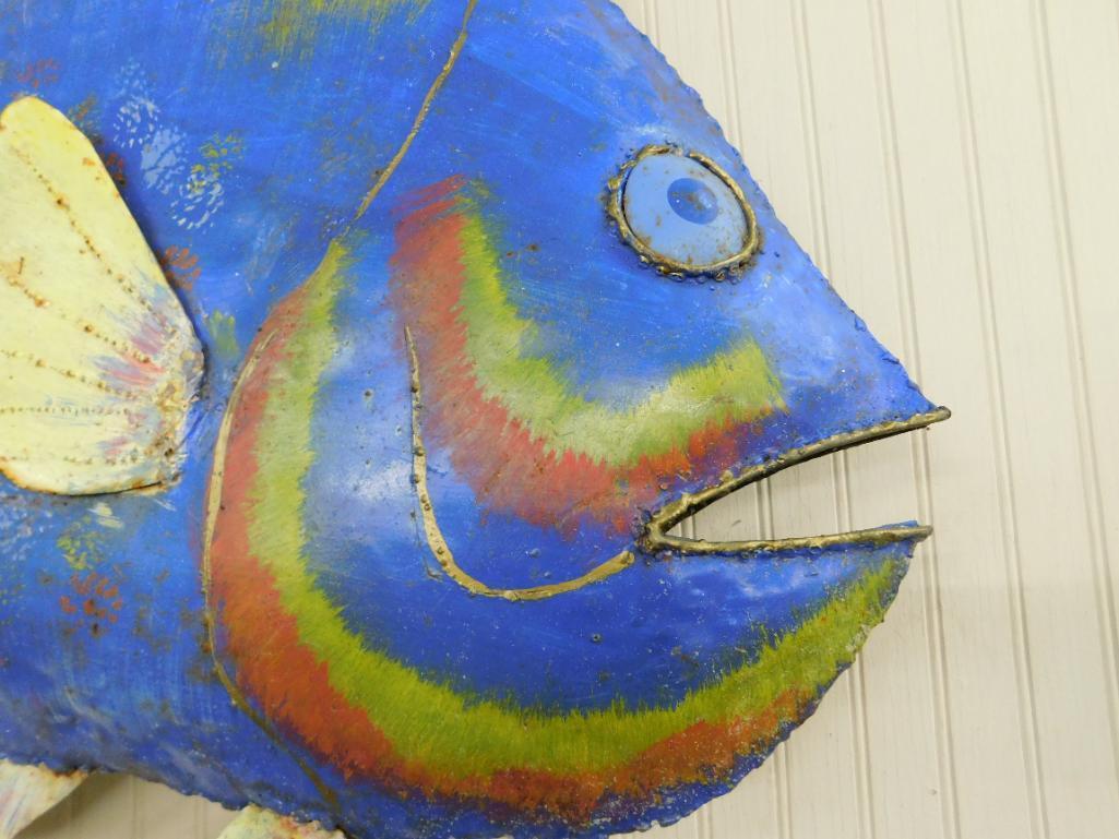 Large Double Sided Metal Hanging Fish - 38" x 30" x 5"