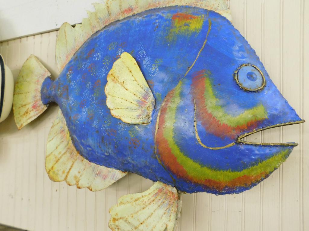 Large Double Sided Metal Hanging Fish - 38" x 30" x 5"