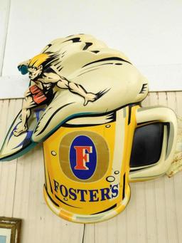 Fosters Beer - Back Lit Sign - Surfer - from "Windjammers" on the Coast