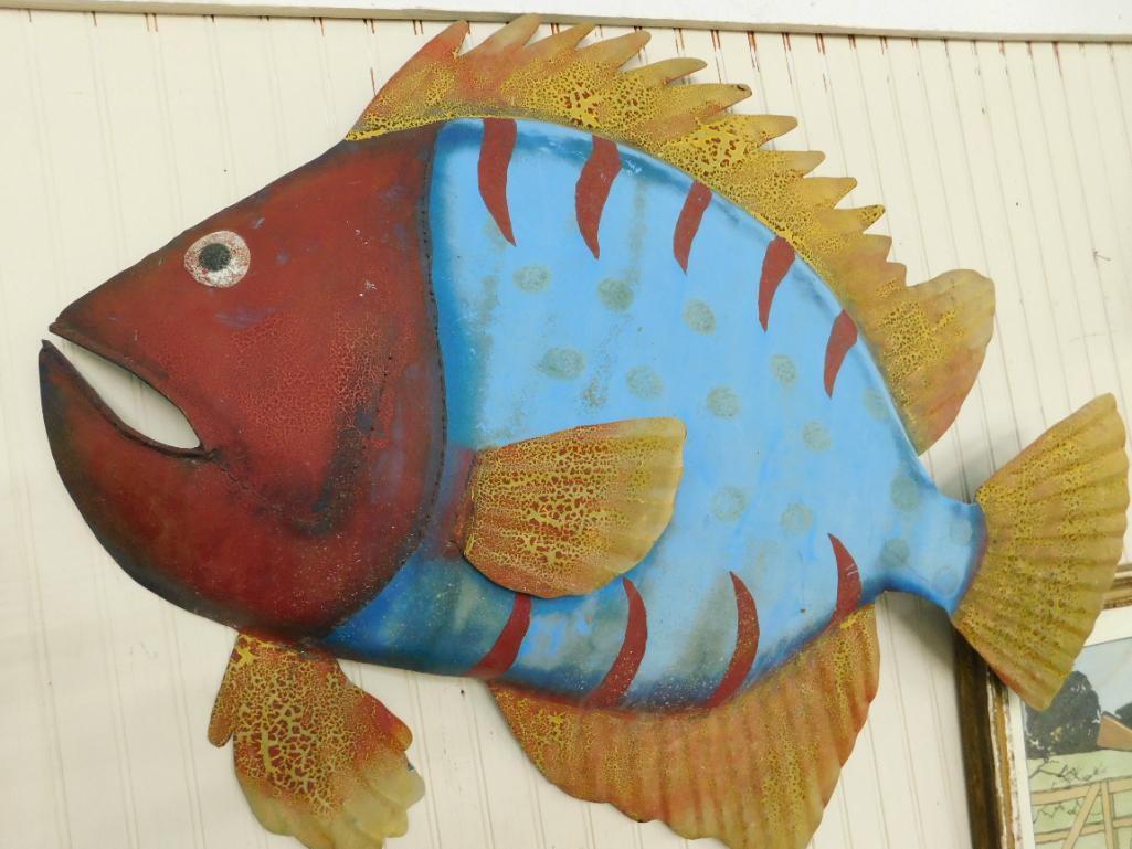 Large 1 Sided Metal Wall Art Fish - 36" x 28"