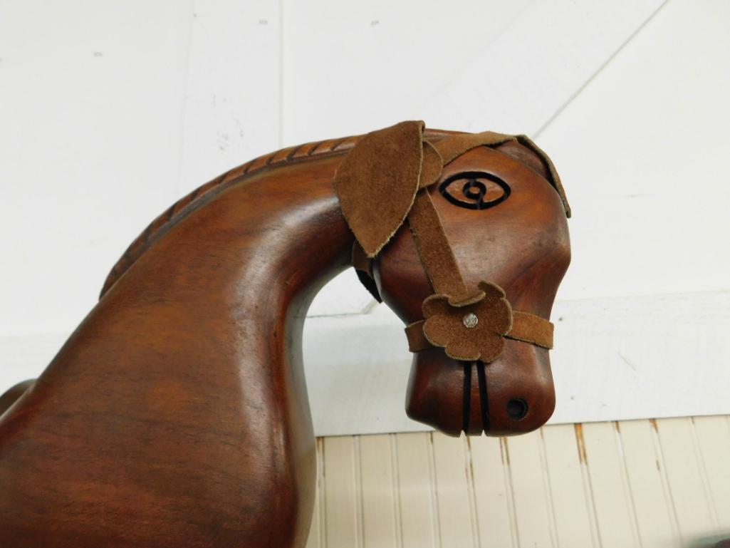 Hand Crafted Wood Rocking Horse - 1985 - 47" x 21" x 12"