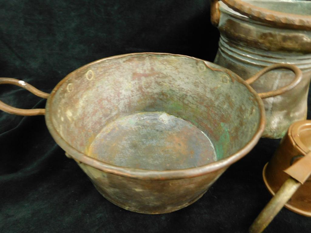 Box Lot of Vintage Copper Pots