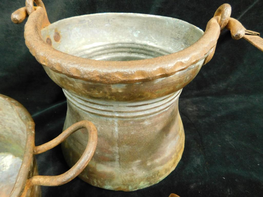 Box Lot of Vintage Copper Pots