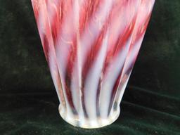 Fenton Glass - Vase - Cranberry Swirl - Ruffled Rim - 11.5" Tall