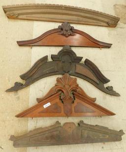 Group of 5 Vintage Architectural Pediments - Range From 38" to 64" Wide