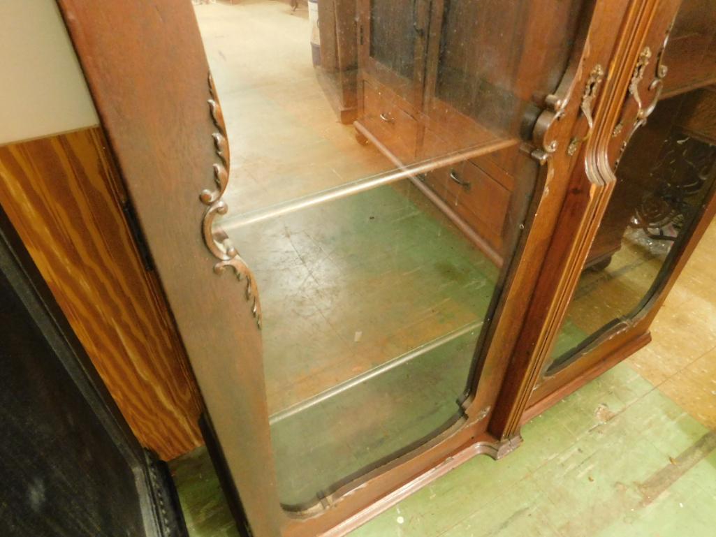 Vintage Decorated Glass Door Bookcase - 60" x 41" x 14"