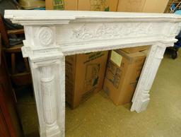 White Painted Ornate Fireplace Mantle - 47" x 61" x 9"
