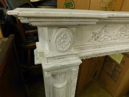 White Painted Ornate Fireplace Mantle - 47" x 61" x 9"