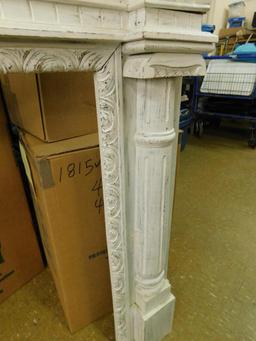 White Painted Ornate Fireplace Mantle - 47" x 61" x 9"