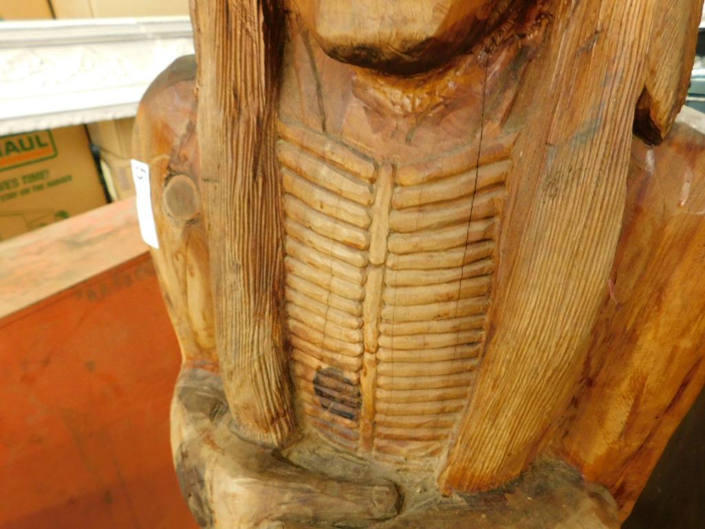 Carved Wood Indian Figure - 62" x 17" x 16"