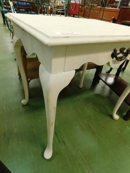 White Painted Side Table - 27" x 27" x 22"