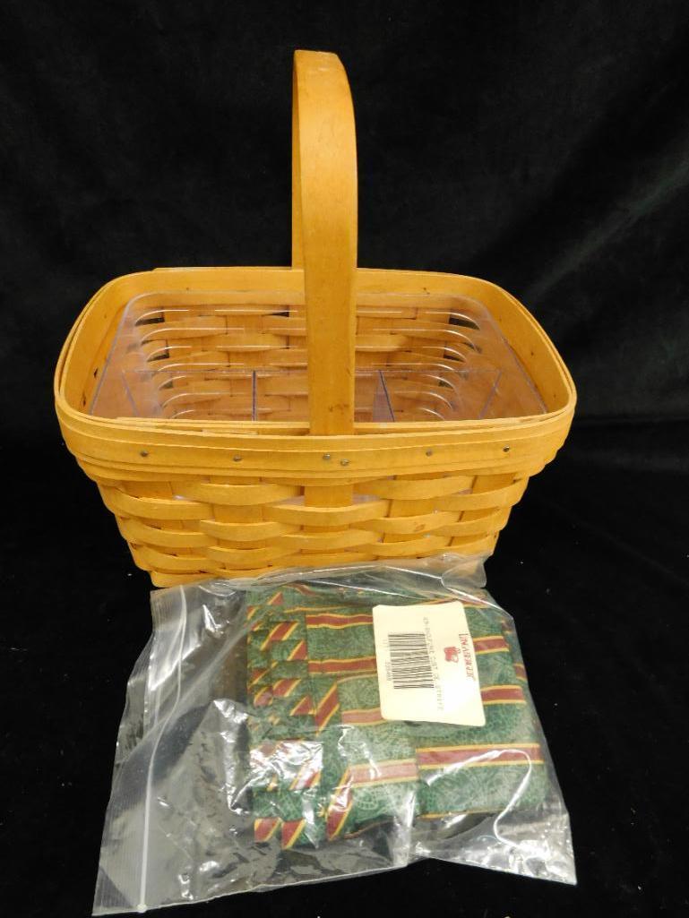 Longaberger Basket - Rectangular Handled Basket - Liner - 11.5" x 11" x 8"