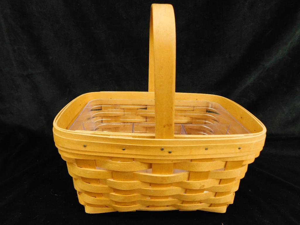 Longaberger Basket - Rectangular Handled Basket - Liner - 11.5" x 11" x 8"