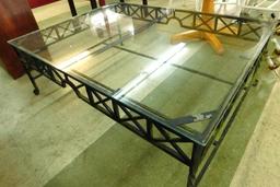 Wrought Iron Base Glass Top Coffee Table