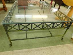 Wrought Iron Base Glass Top Coffee Table