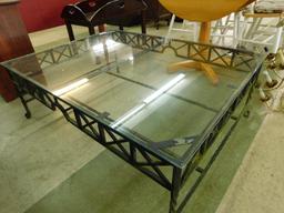 Wrought Iron Base Glass Top Coffee Table