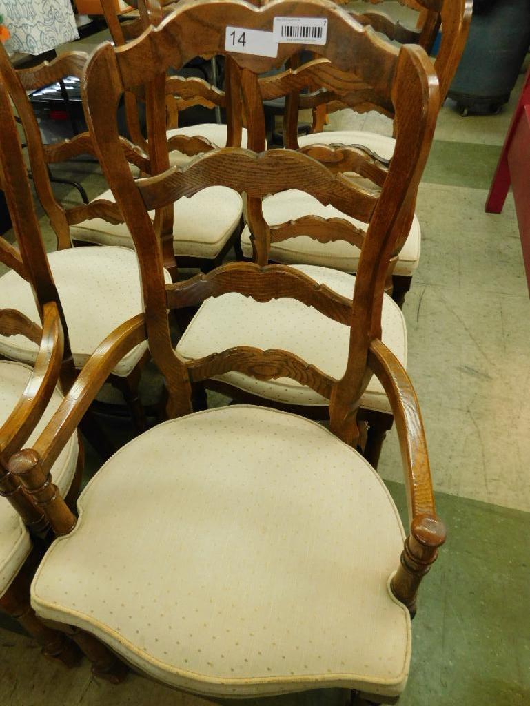 Century Furniture Co. Oak French Ladder Back Chairs - 2 Arm Chairs - 6 Sides