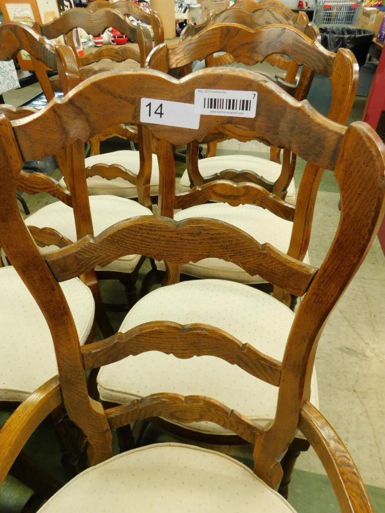 Century Furniture Co. Oak French Ladder Back Chairs - 2 Arm Chairs - 6 Sides