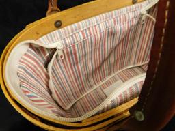 Longaberger Basket - Ohio - Double Leather Handled Tall Basket - Cloth Liner