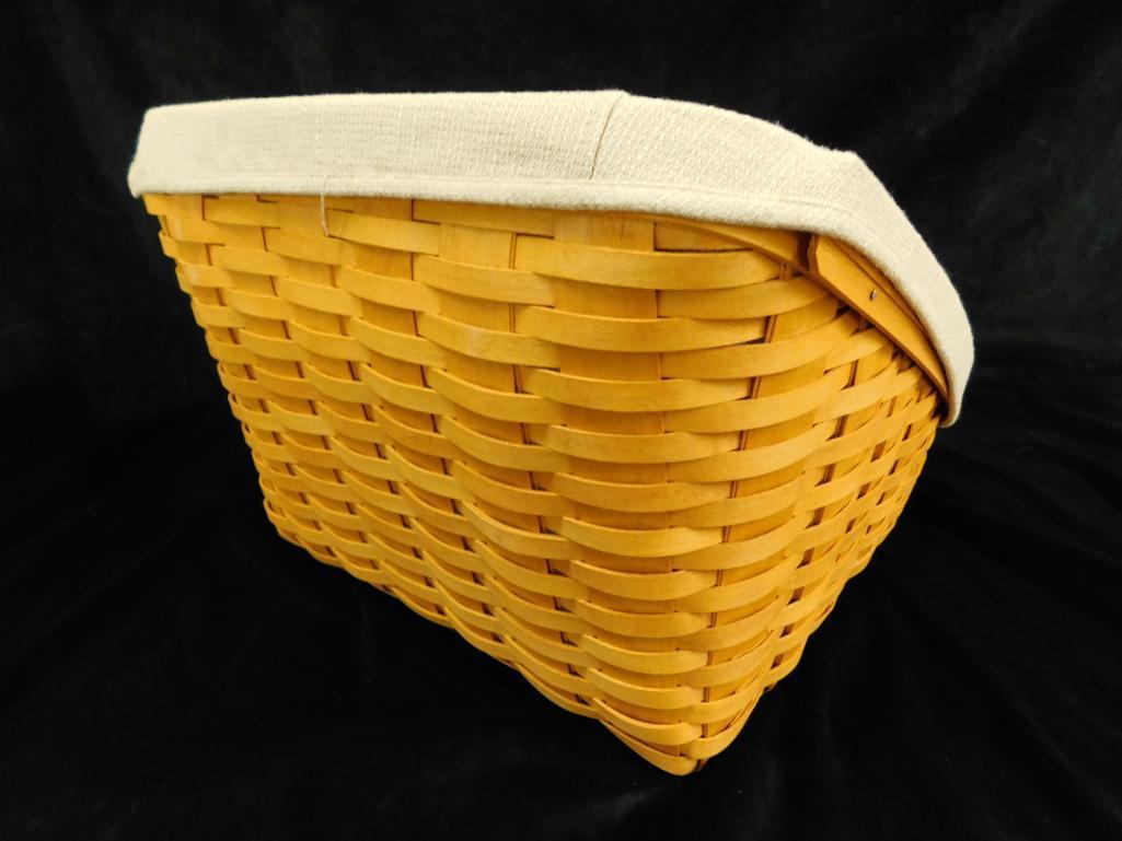 Longaberger Basket - Ohio - Large Slant Front Basket with Cloth and Plastic Liner