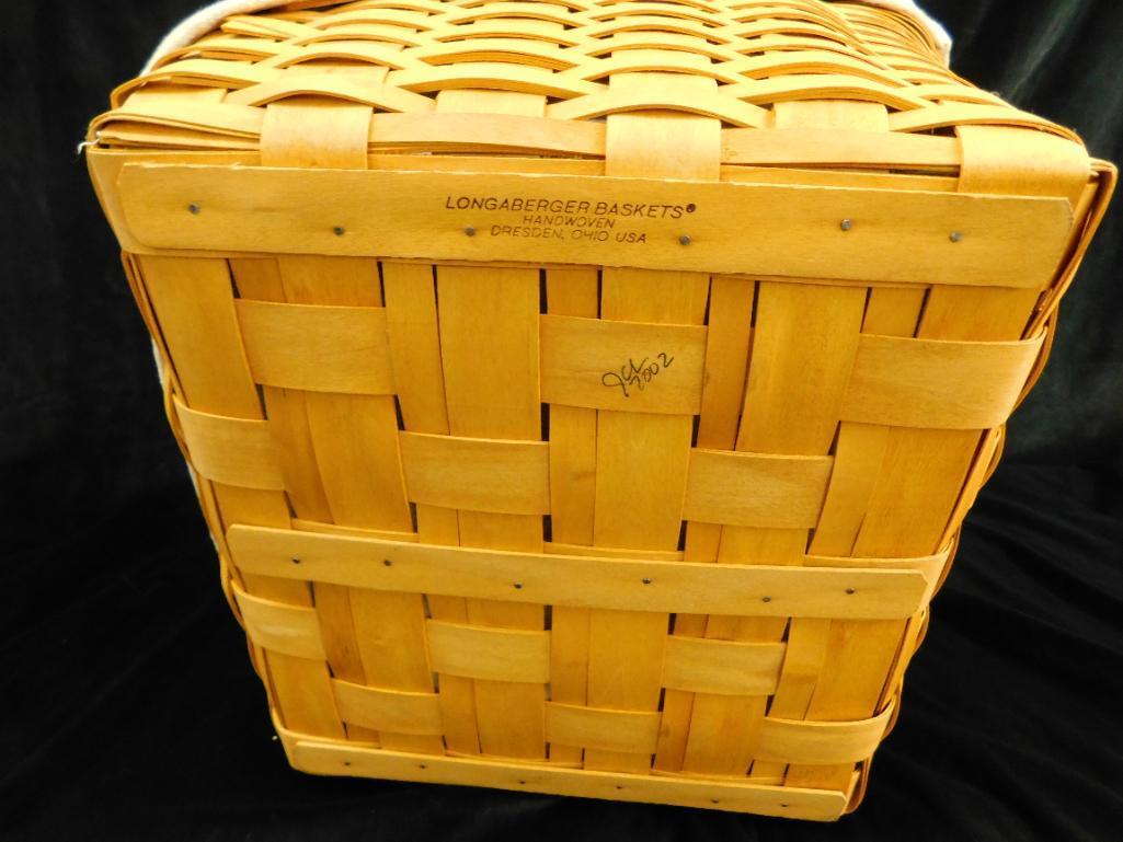 Longaberger Basket - Ohio - Large Slant Front Basket with Cloth and Plastic Liner