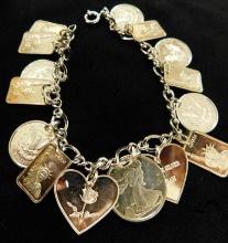 Sterling Silver - Charm Bracelet - 24.10 Grams TW