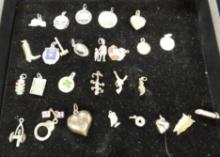 Mostly Sterling Silver Charms - 25 Pieces Total