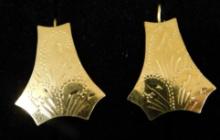 14K Yellow Gold - Earrings - Shields - Pierced - 1.07 Grams