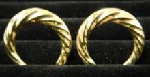 10K Yellow Gold - Earrings - Hoop - Pierced - 1.90 Grams