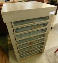 Industrial 8 Drawer Glass Front Drawer Cabinet