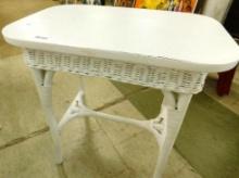 Painted Wicker Side Table