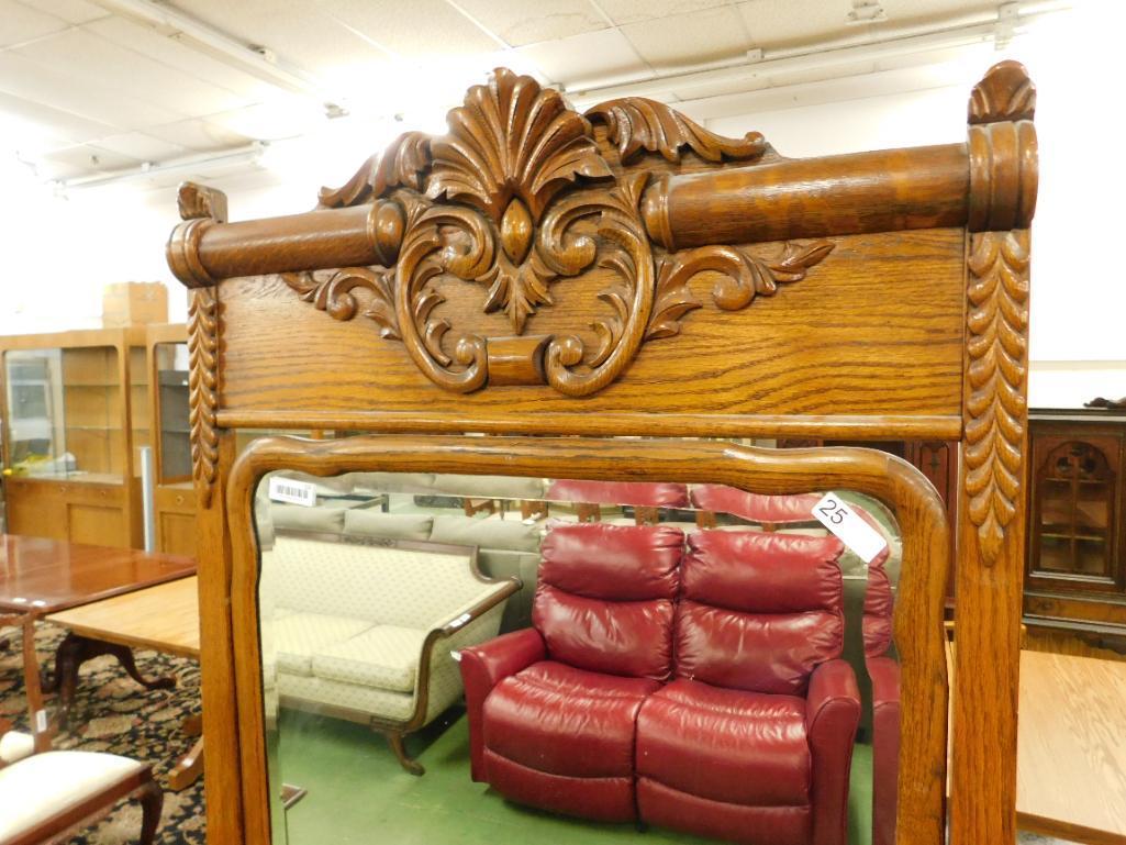 Oak 3 Drawer Lowboy Dresser with Mirror