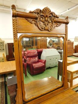 Oak 3 Drawer Lowboy Dresser with Mirror