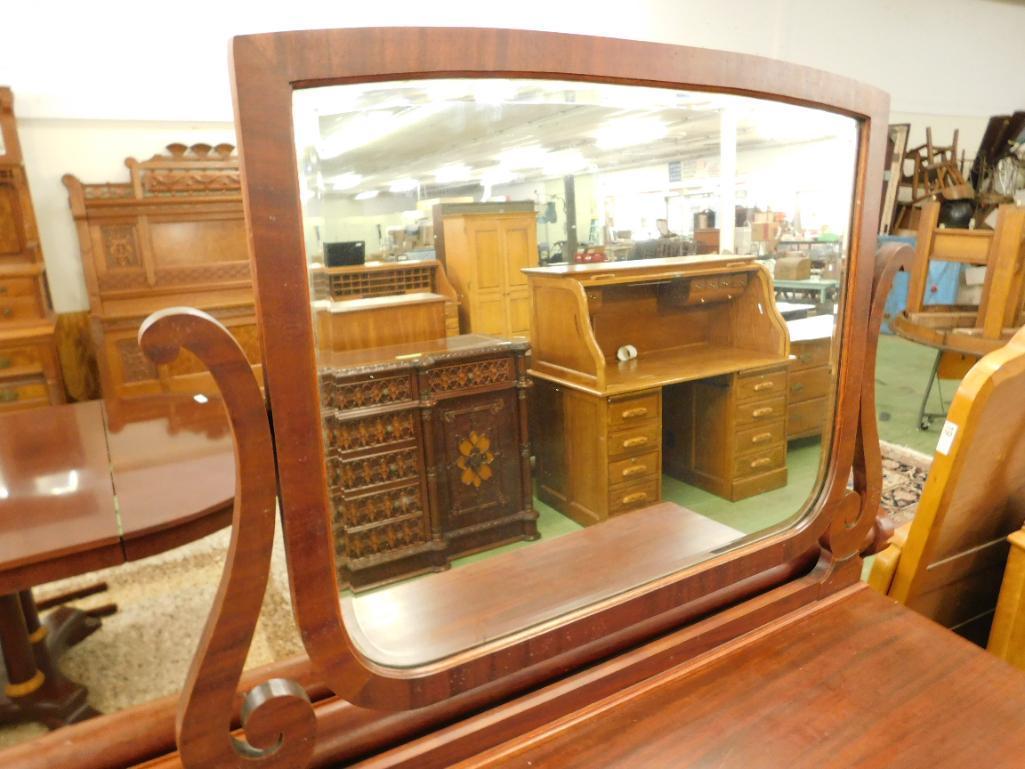 2 Over 2 Mahogany Dresser with Mirror - Glass Knobs